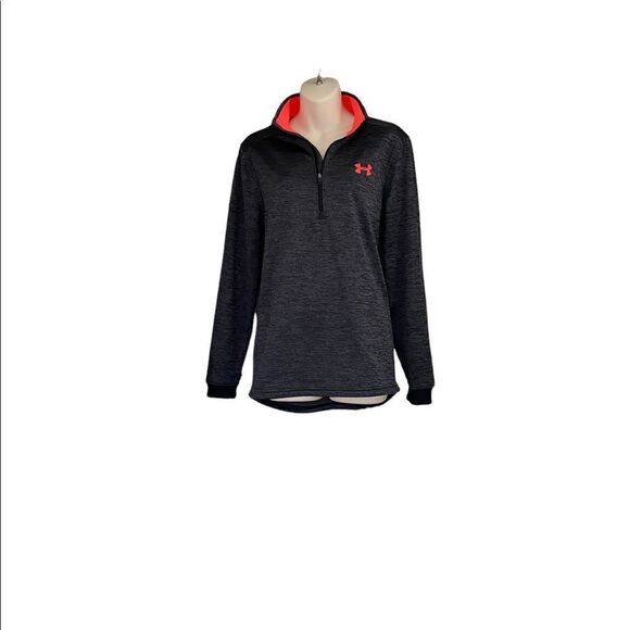 😍2/$20 Under Armour Sz S Grey & Orange Half Zip Coldgear Pullover - Picture 2 of 10